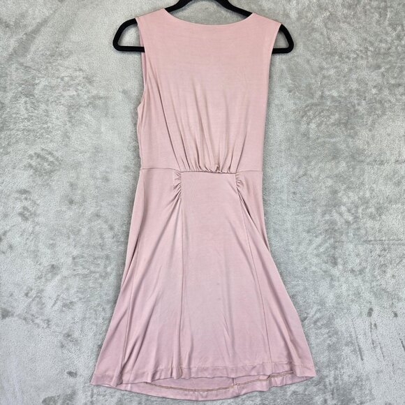 Banana Republic Dress Womens Small Cowl Neck Sleeveless Midi Ruched Monogram - Picture 9 of 13